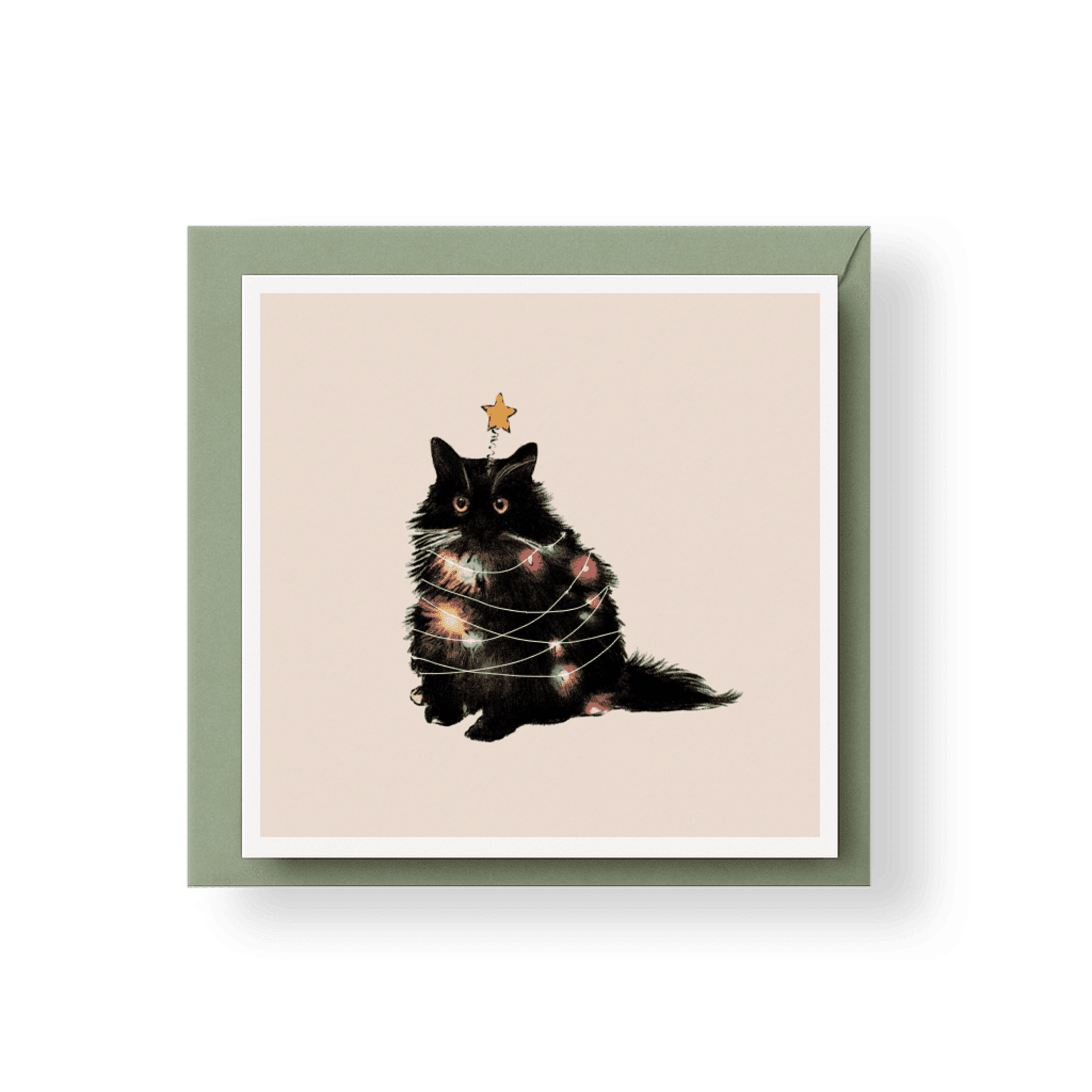 Tarjeta de Navidad - Gatito con luces - 1